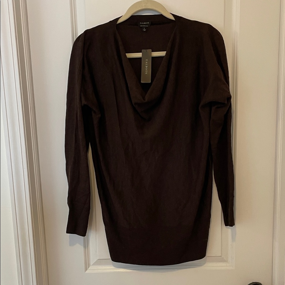Talbots Dark Brown Cowl Neck Sweater